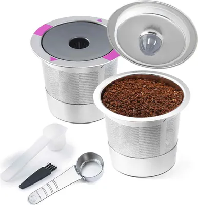 Produktbild von Wiederverwendbarer K-Cup-Kaffeefilter, wiederverwendbare K-Cup-Kaffeepadfilter aus Edelstahl für Keurig 1.0- und 2.0-Kaffeemaschinen (2er-Pack)