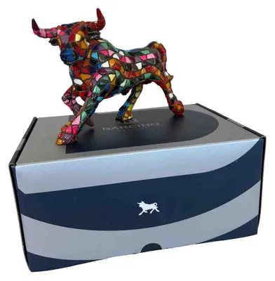 Image de Petite figurine en mosaïque représentant un taureau, 14 cm