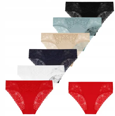 Immagine prodotto di Intimo da donna - Biancheria intima da donna taglia XXL - Slip in cotone, confezione da 6 pezzi - Slip in pizzo - Per donna