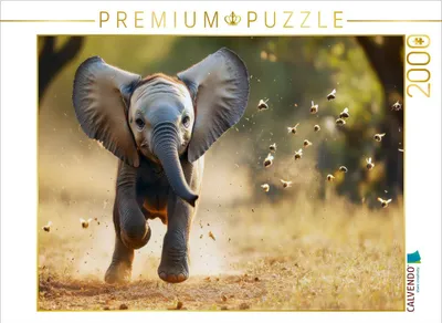Produktbild von CALVENDO Puzzle Elefanten | 2000 Teile Lege-Größe 90x67cm Foto-Puzzle für glückliche Stunden