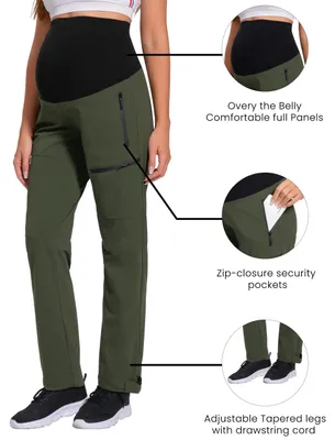 Immagine prodotto di Pantaloni da trekking, taglia L, color verde, adatti per escursioni, pantaloni cargo ad asciugatura rapida