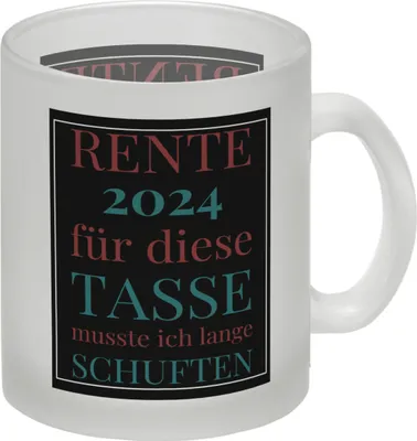 Produktbild von Rente 2024 Glas Tasse eine bunte Tasse für Rentner in weiß