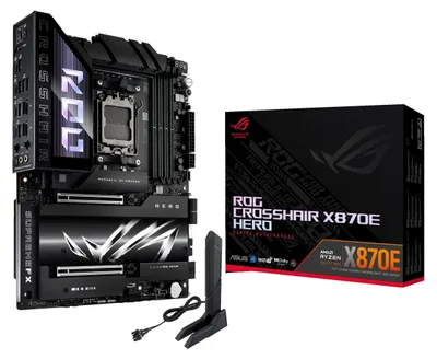 Produktbild von ASUS ROG CROSSHAIR X870E HERO, AMD, Sockel AM5, Sockel AM5, DDR5-SDRAM, 192 GB, DIMM
