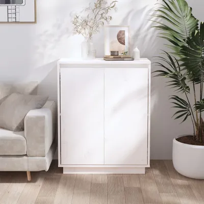 Produktbild von The Living Store Sideboard Weiß 60x34x75 cm Massivholz Kiefer