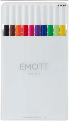 Immagine prodotto di Uni-Ball Emott evidenziatore 10 pz Nero, Blu, Marrone, Fucsia, Verde, Verde chiaro, Arancione, Rosa, Rosso, Giallo