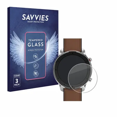 Produktbild von 3x Savvies Schutzglas für Huami Amazfit GTR (47 mm) Displayschutz 9H Glas klar transparent