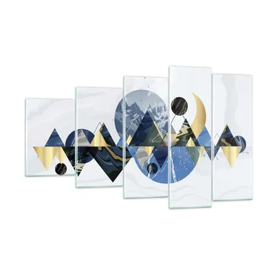 Produktbild von Bilder auf glas - 5 Teile - Abstraktion Geometrisch Berge - 100x60cm - Glasbilder - Wandbilder - Bilder - Wanddekoration aus Glas - Glas Bilder - Wandbild auf Glas - GEG100x60-4814