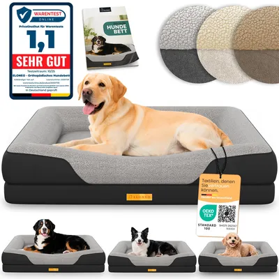 Produktbild von ELONEO Orthopädisches Hundebett, Größe L - Schwarz
