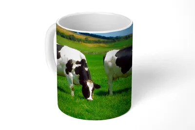 Produktbild von KitchenYeah® Tasse Kaffeetasse Kaffeebecher 350 ml Kuh - Tiere - Gras Teetasse - Fototasse - Becher - Keramikbecher - Teebecher - Kaffeetasse - Bürotasse