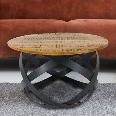 Produktbild von soma Beistelltisch Couchtisch rund Wohnzimmer Orbit Metall Gestell schwarz ø 55 cm