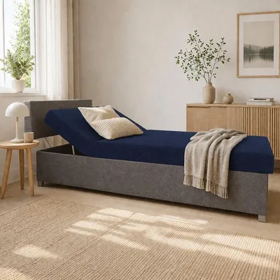 Obrázok produktu pre Polohovacia váľanda s úložným priestorom 110x200 ORNOVA - modrá / sivá