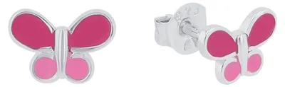 Produktbild von Lillifee Mädchen Ohrstecker 2037947 Silber 925 Schmetterling Emaille rosa pink