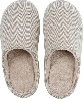 Produktbild von Hausschuhe Damen Herren mit Rückstellschaum Pantoffeln mit Rutschfester Gummisohle Weich und Flauschig Puschen Bequem Schuhe für drinnen und draußen