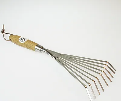 Edelstahl Kleinfeger Laubbesen 16 cm Holzstiel