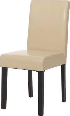 Obrázek produktu pro Jídelní židle Littau, kuchyňská židle židle, Imitace kůže  krémová, tmavé nohy