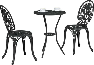 Image de vidaXL Ensemble de jardin Bistro 3 pcs noir aluminium