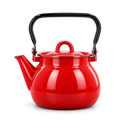 Produktbild von Emajlo Olkusz | Emaille-Wasserkessel 2,5 l – Rot Uni – Teekanne für Induktion, Gas und andere Herdarten