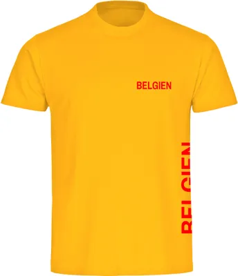 Produktbild von multifanshop Kinder T-Shirt - Belgien - Brust & Seite, gelb, Größe 128