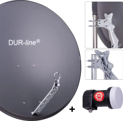 Produktbild von DUR-line Select 85/90 Satellitenschüssel Komplettset 1 Teilnehmer – Sat Anlage 90 cm anthrazit mit +Ultra Single LNB, 0,1 dB, LTE-Filter