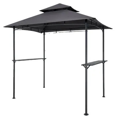 Image de Pavillon de barbecue VEVOR, 2430x1500x500 mm, abri pour barbecue extérieur, abri BBQ-Gazebo à 2 niveaux, pavillon de jardin à double toit 2-4 personnes, idéal pour terrasse, arrière-cour & jardin