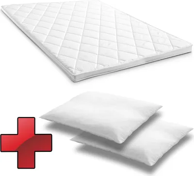 Obrázok produktu pre Komfortná penová podložka T6 180 x 200 cm, výška 6 cm, stupeň tvrdosti H3 + 2 vankúše z mikrovlákna CloudComfort Basic 80 x 80 cm