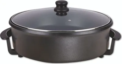 Immagine prodotto di alpina Padella XXL Ø 42CM Padella multifunzionale 1500W - Padella antiaderente - Padella rivestita - Padella elettrica e universale - con termostato regolabile - Metallo - Nero