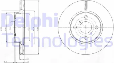 Produktbild von 2x DELPHI Bremsscheibe BG4116C für TOYOTA Yaris Schrägheck (_P9_) 46 2mm 258mm