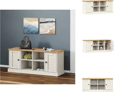 Zdjęcie produktu dla vidaXL Ławka na buty VIGO biała 106x35x45 cm z litego drewna sosnowego - Ławki do przedpokoju i komody