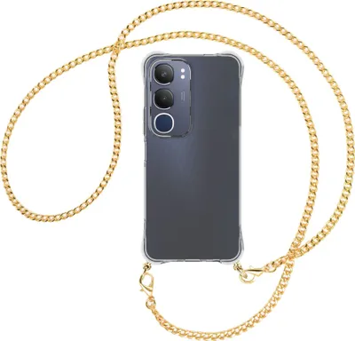 Produktbild von Handykette Backcover-Schutzhülle mit Band (Metall goldfarben) für Vivo Y19S 4G - goldfarbene Kette
