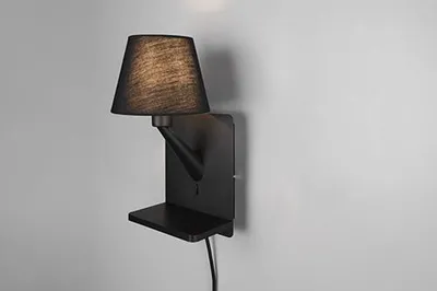 Produktbild von Trio Leuchten LED Wandleuchte Comfort E14 schwarz matt Metall/Stoff