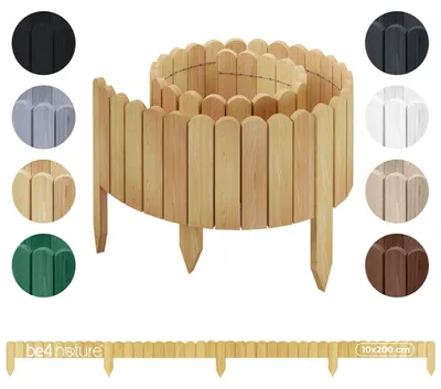 Image de be4nature Bordure de jardin bois flexible 20 x 200 cm Beige non traité bordure de parterre rouleau clôture décorative palissade bordure de pelouse