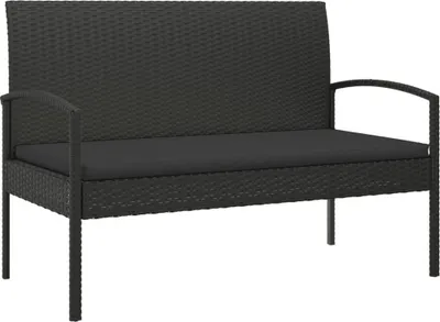 Produktbild von vidaXL Gartenbank mit Kissen Schwarz 105 cm Poly Rattan