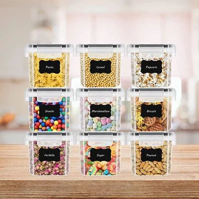 Immagine prodotto di Set di contenitori ermetici per alimenti - 08 litri - 9 pezzi - Organizer da cucina per cereali - muesli - riso - farina - cornflakes