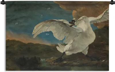 Produktbild von MuchoWow® Wandteppich Wandbehang Schwan - Alte Meister - Jan Asselijn 90x60 cm Tapisserie Dekoration Wandtuch - Wandskulpturen - Bildteppich