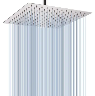 Productafbeelding van Regen douchekop, roestvrij staal, 30 cm, vierkant, hoge druk, voor wand- of plafondmontage, chroom