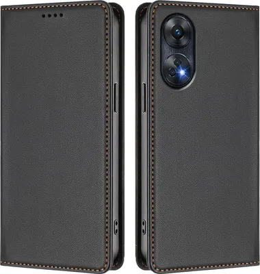 Image de Étui en cuir pour Oppo Reno8 T 4G, étui à rabat magnétique en cuirPolyuréthaneavec support, noir