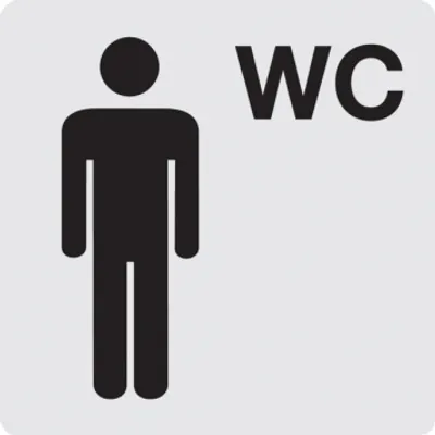 Produktbild von Dreifke® WC-Schild, Herren, Piktogramm, 60 x 60 mm, Alu glatt 1 Stk.