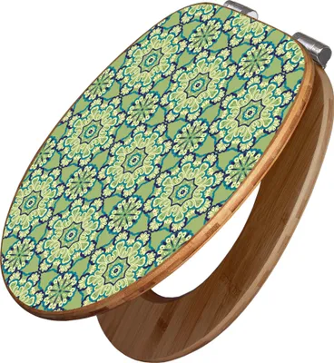 Produktbild von banjado Design WC Sitz Bambus Absenkautomatik -Kaleidoscop Grün - Toilettendeckel mit Absenkautomatik Holz/hochwertiger Bambus Klodeckel/WC-Sitz für alle gängigen Toiletten [TDB2 11169]