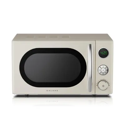 Produktbild von Galanz Retro Mikrowelle 20 L, 700 W, 6 Leistungsstufen, Auftaufunktion, Digitalanzeige, kompakte freistehende Mikrowelle, Cremeweiß