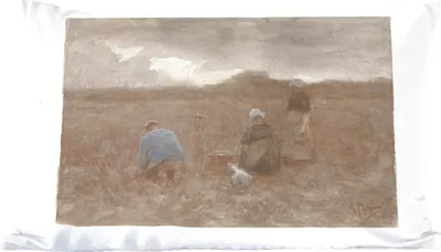 Produktbild von MuchoWow® Zierkissen Sofakissen Wohnzimmer Dekokissen 60x40 cm Kartoffelerntemaschinen - Gemälde von Anton Mauve - Kopfkissen - Polster mit Foto