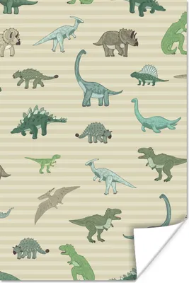Produktbild von MuchoWow® Poster Dinosaurier - Braun - Grün - Jungen - Mädchen - Kinder 80x120 cm - Papierdruck