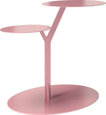 Produktbild von Beistelltisch IROKO mit 2 Ablagen / Metall / Kaffeetisch - Sofatisch - Laptoptisch / Oval 44,5 x 54 x 32 cm / Hellrosa