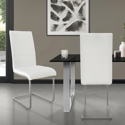 Obrázek produktu pro ML-Design sada 2 jídelních židlí s opěradlem, bílá, z Imitace kůže