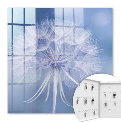 Produktbild von Metall Schlüsselkasten 30 x 30 cm - weißer Schlüsselschrank zur Wandmontage - wandhängende Schlüsselbox mit Tür - nach links öffnend - Schlüsselaufbewahrung für Flur - Büro - Arbeitszimmer - Werkstatt - Garage - Zarter Löwenzahn