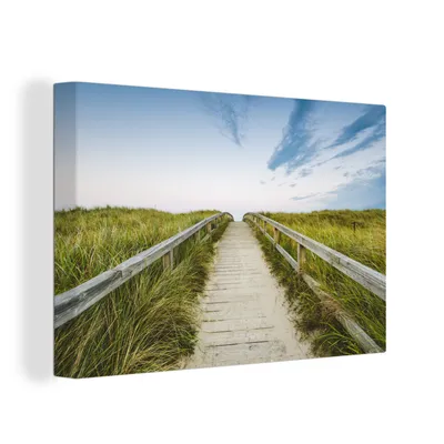 Produktbild von OneMillionCanvasses® - Leinwandbilder - 150x100 cm, Strand - Weg - Himmel, Wandbilder Kunstdruck Wanddekoration