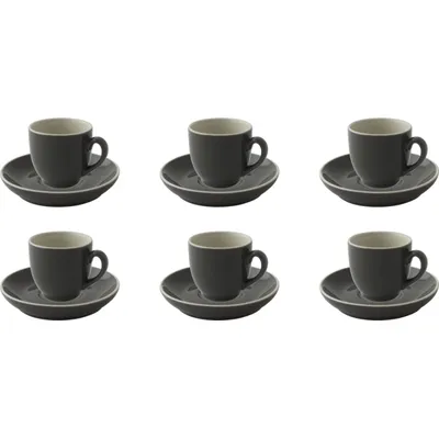 Produktbild von Palmer Colors Tasse mit Untertasse, 14 cl, grau Porzellan, spülmaschinenfest, 6 Stück