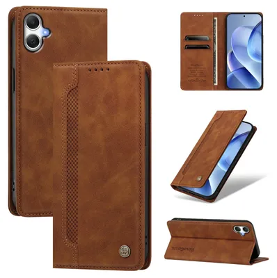 Produktbild von Handyhülle für Samsung Galaxy A05, Leder Wallet Klapphülle mit Standfunktion, Stoßfeste Schutzhülle Braun