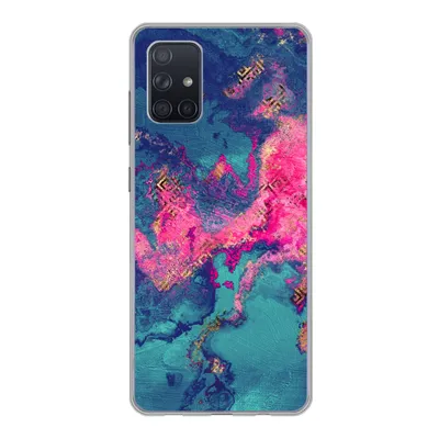 Produktbild von MuchoWow® Handyhülle Schutzhülle Hülle für Samsung Galaxy A51 Marmor - Farbe - Rosa - Blau Silikon Softcase Handy Hülle - Schutzabdeckung