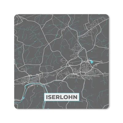 Obrázek produktu pro Podložka pod myš - Modrá - Německo - Mapa - Plánek města - Iserlohn - 20x20cm - Podložka pod myš