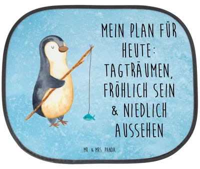 Produktbild von Mr. & Mrs. Panda Sonnenschutz für Autoscheiben Pinguin Angler - Eisblau - Geschenk, Angeln, Angel, Wochenende, autofenster, Sonnenblende Auto, Urlaub, Motivation
